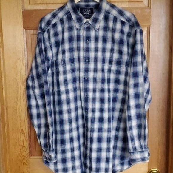 G.H.‎ Bass & Co. BASS Teal Plaid Casual Buttoned Down Sz. L Shirt - Picture 2 of 10